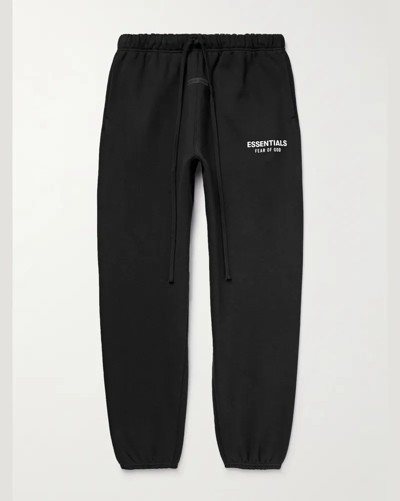 Fear of God Schmal zulaufende Jogginghose aus Jersey aus einer Baumwollmischung mit Logoapplikation Schwarz