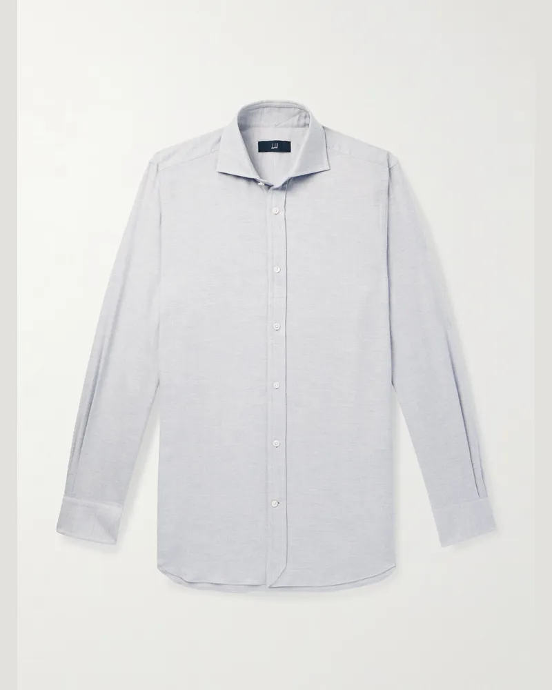 Dunhill Cutaway-Collar Brushed-Cotton Shirt Gray