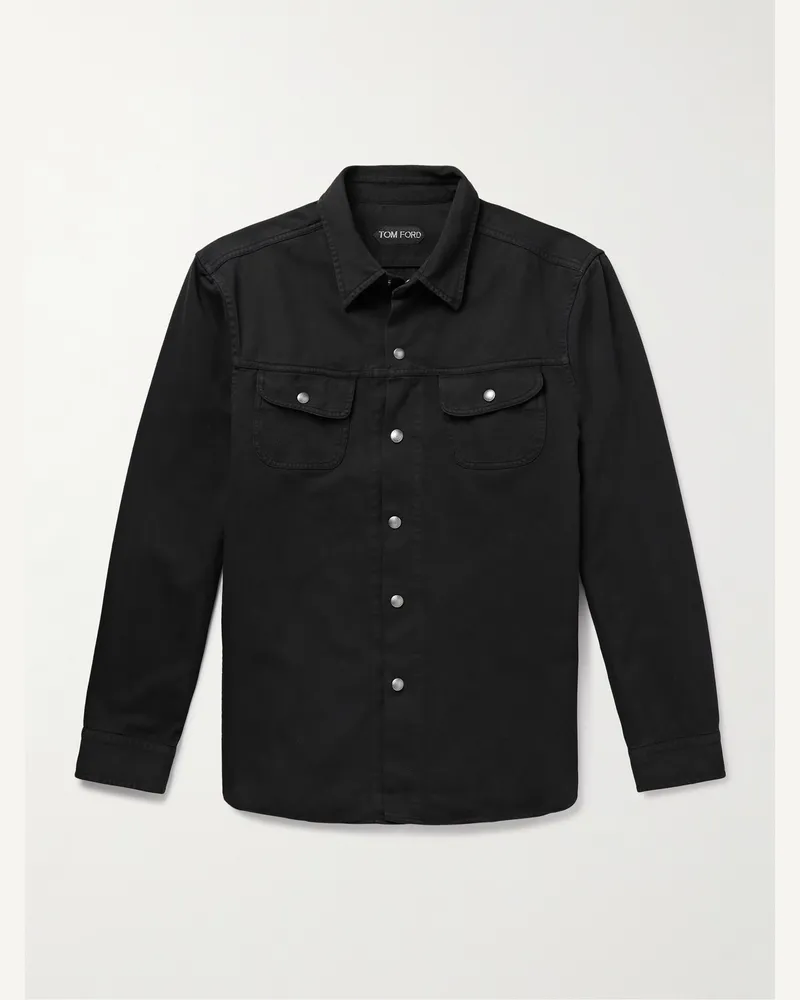 Tom Ford Hemdjacke aus Baumwoll-Twill Schwarz