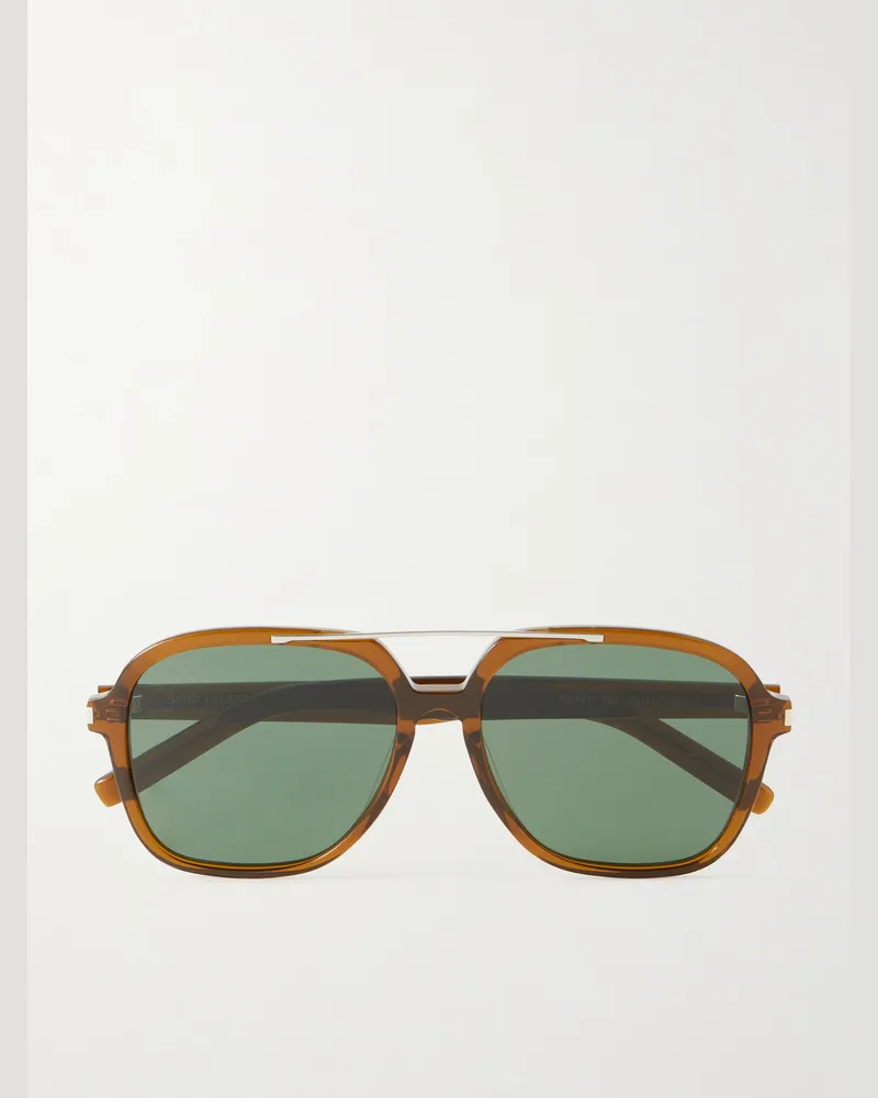 Saint Laurent Square-Frame Acetate Sunglasses Brown