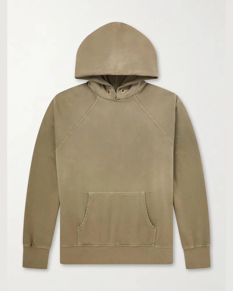 LES TIEN Cotton-Jersey Hoodie Green