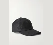 Baseballkappe aus gebürstetem Baumwoll-Twill mit Lederbesatz