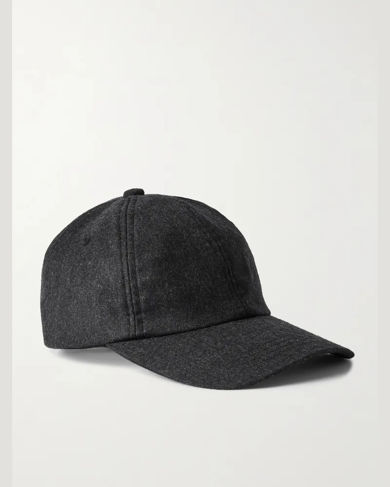 MR P. Baseballkappe aus gebürstetem Baumwoll-Twill mit Lederbesatz Grau
