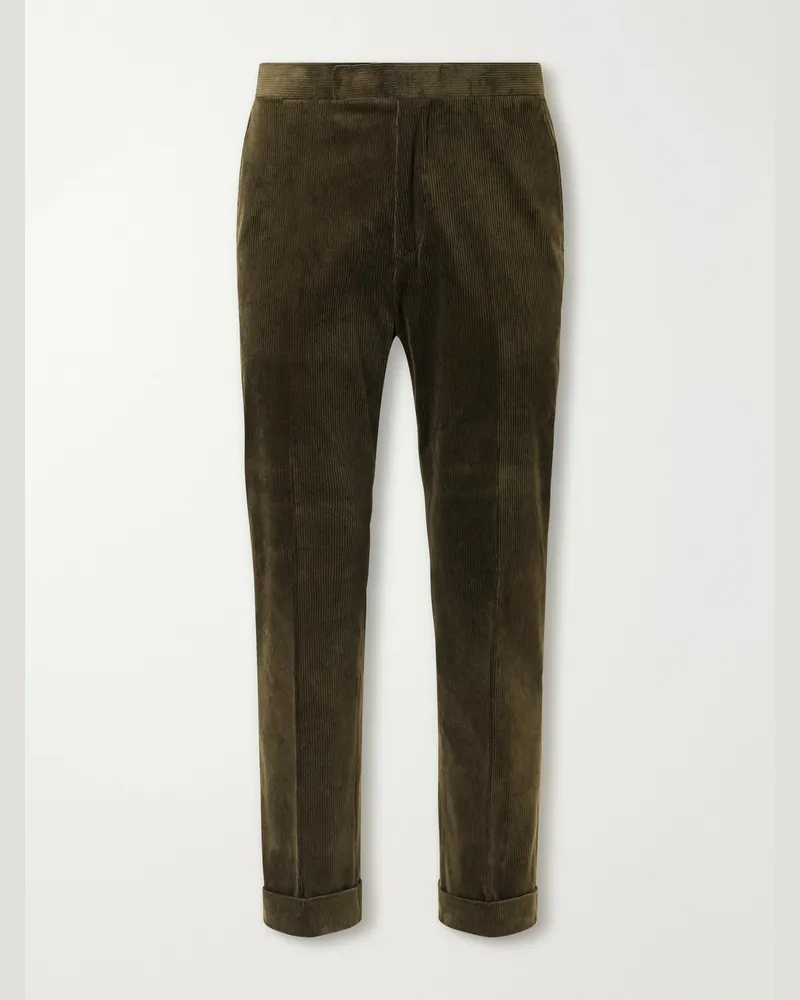 Ralph Lauren Chester Tapered Cotton-Blend Corduroy Suit Trousers Green