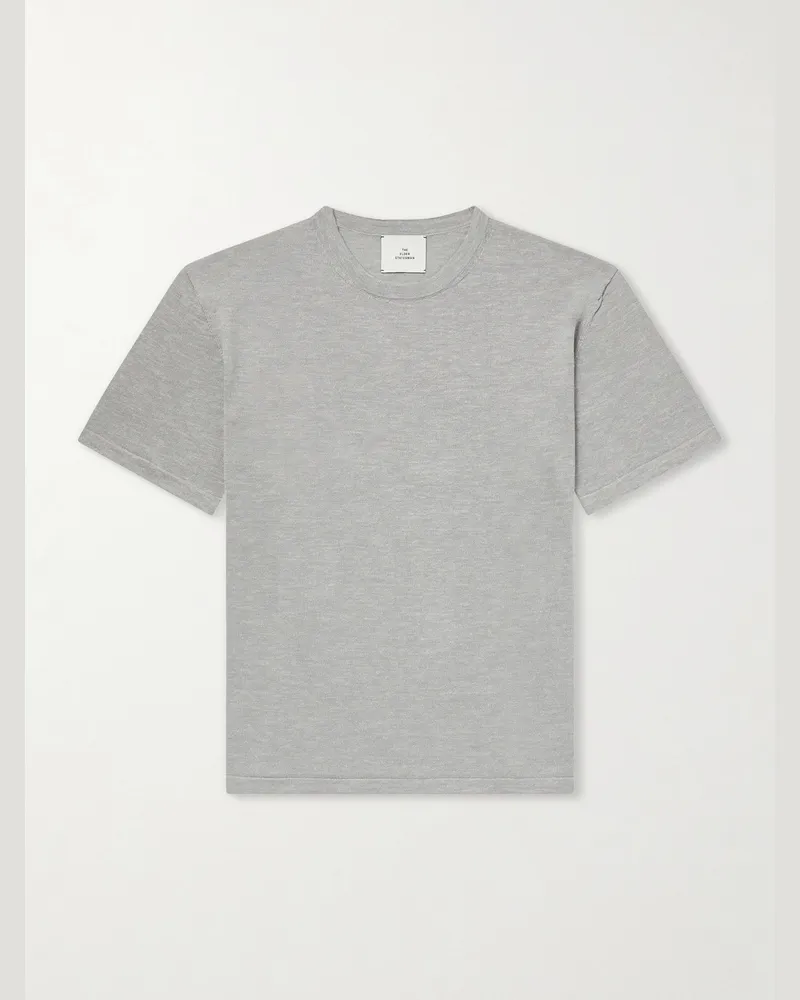 The Elder Statesman Lenny Ribbed Wool, Silk and Linen-Blend T-Shirt Gray