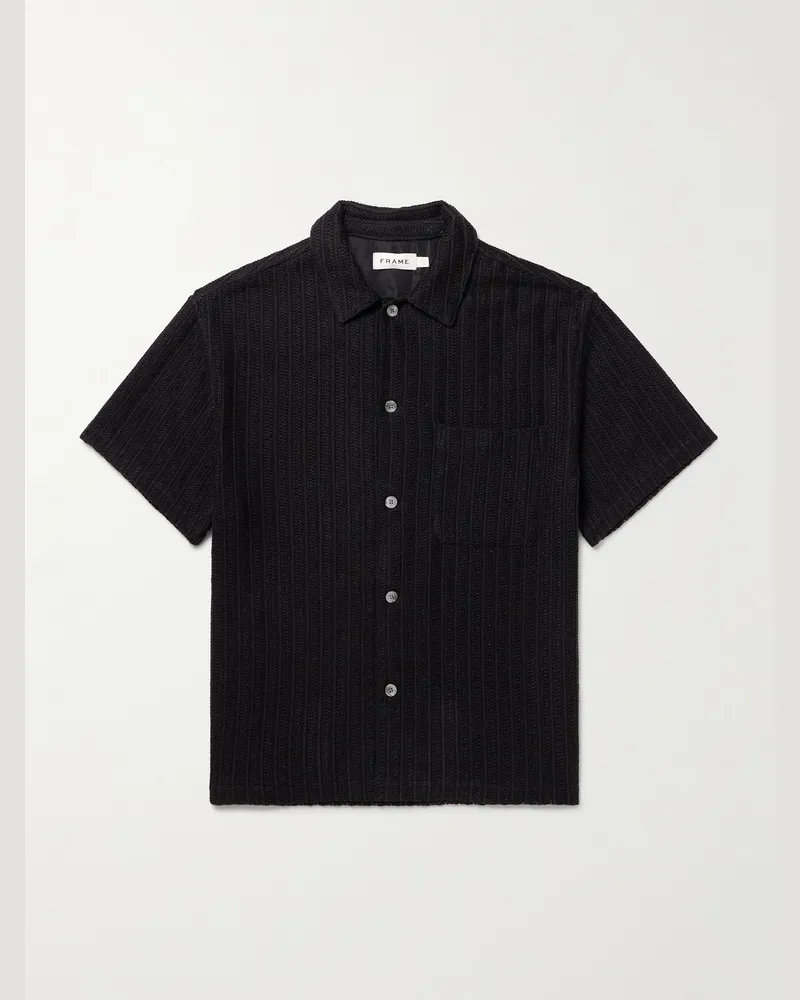 Frame Denim Häkelhemd mit Streifen Schwarz