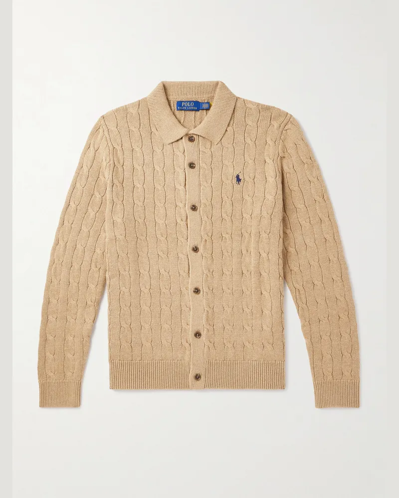 Ralph Lauren Cardigan aus Baumwolle mit Zopfstrickmuster Neutral