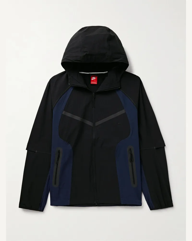 Nike Tech Kapuzenjacke aus Stretch-Nylon mit Logoprint Schwarz