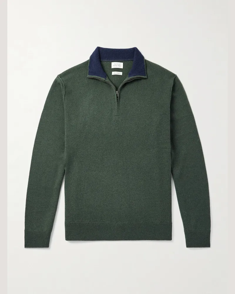 Hartford Wool and Cashmere-Blend Half-Zip Sweater Green