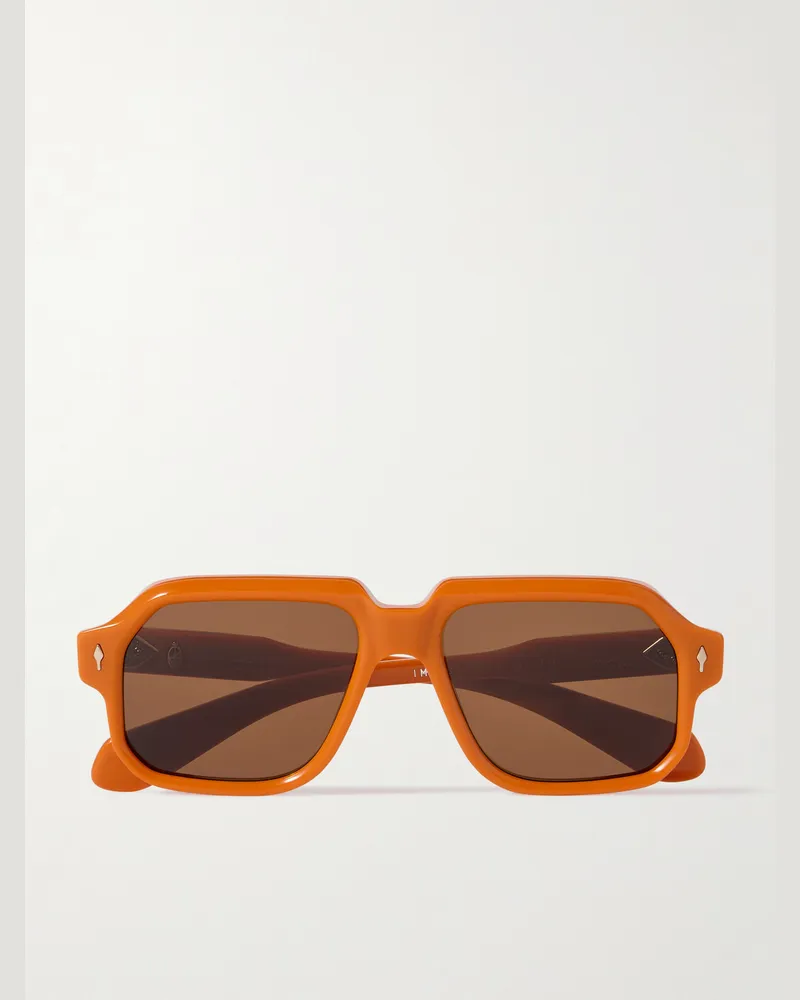 Jacques Marie Mage Challenger Sonnenbrille mit eckigem Rahmen aus Azetat Orange