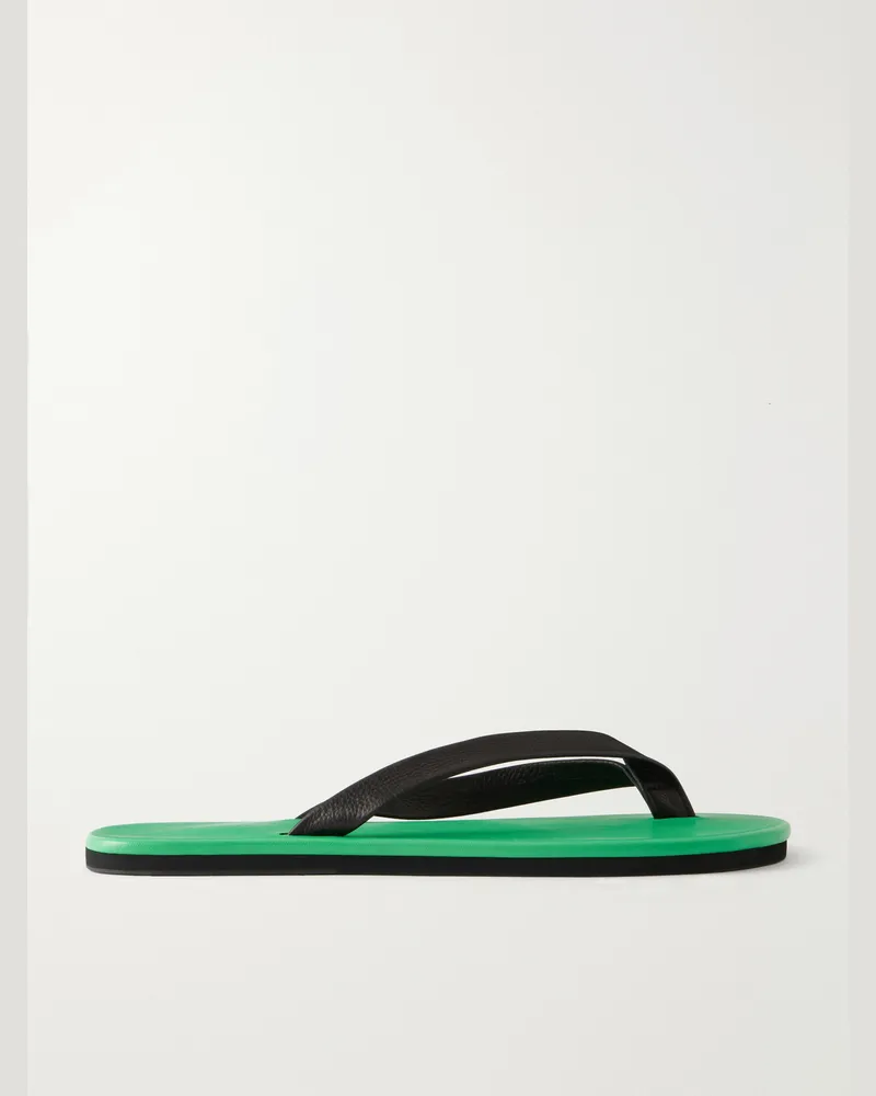 AURALEE Leather Flip-Flops Green