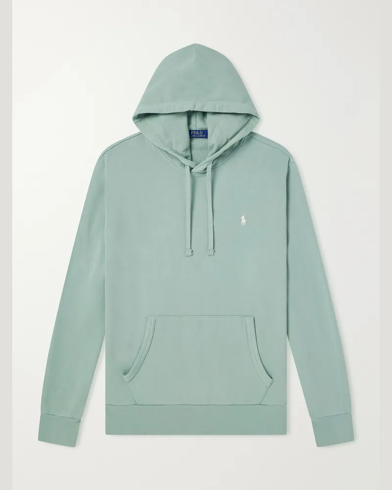 Ralph Lauren Logo-Embroidered Cotton-Jersey Hoodie Green