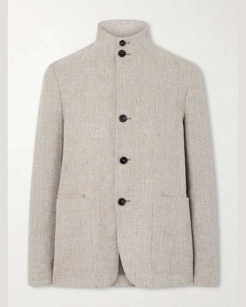 Ermenegildo Zegna Textured-Linen Jacket Gray