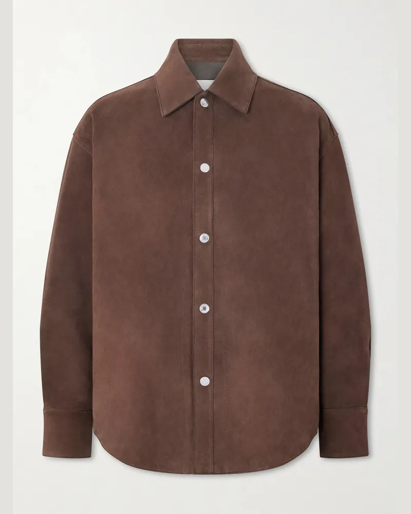 AMI Paris Suede Jacket Brown