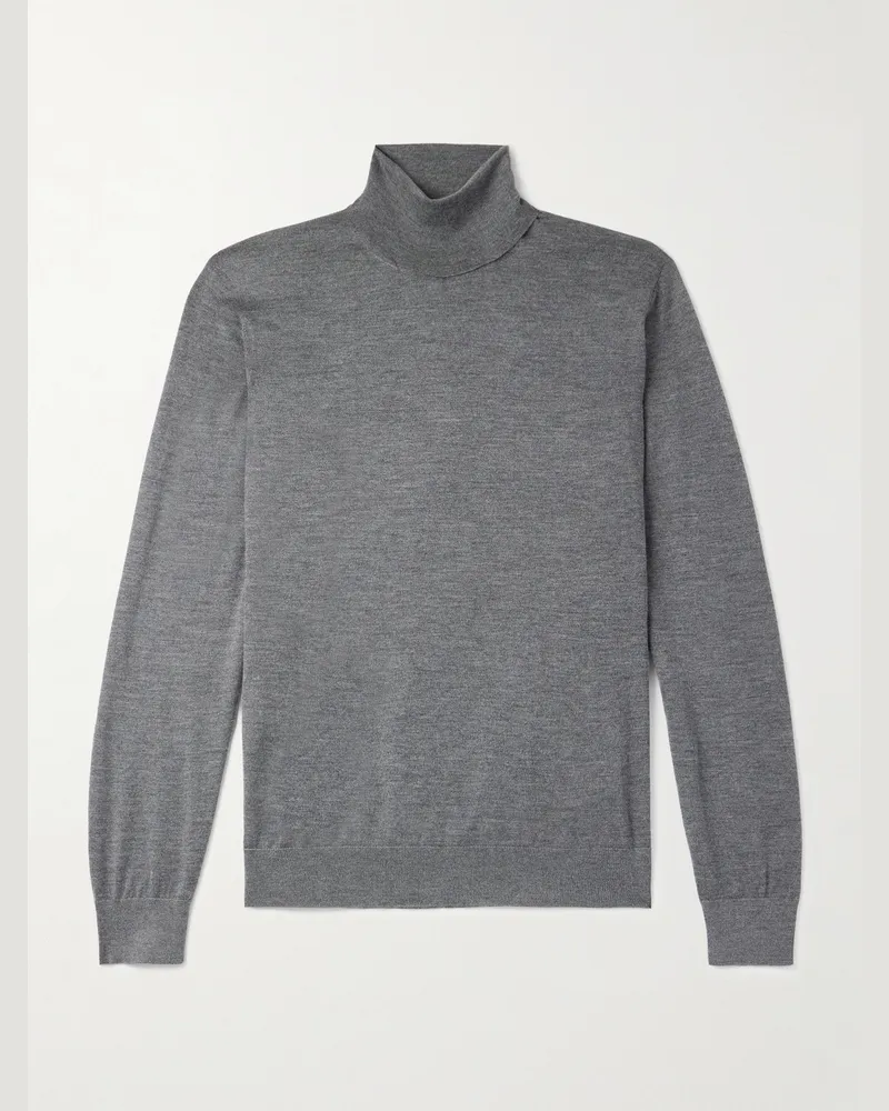 Ermenegildo Zegna Cashmere and Silk-Blend Rollneck Sweater Gray