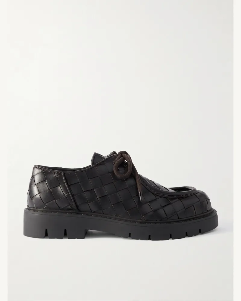 Bottega Veneta Intrecciato Leather Derby Shoes Brown
