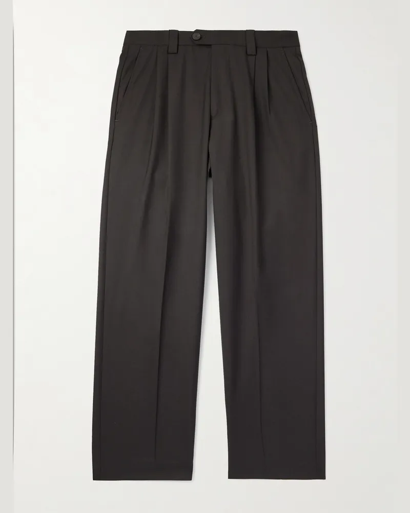 Mfpen Classic weit geschnittene Hose aus Woll-Twill mit Falten Braun