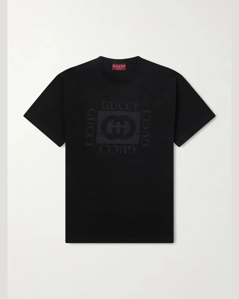 Gucci Logo-Print Cotton-Jersey T-Shirt Black