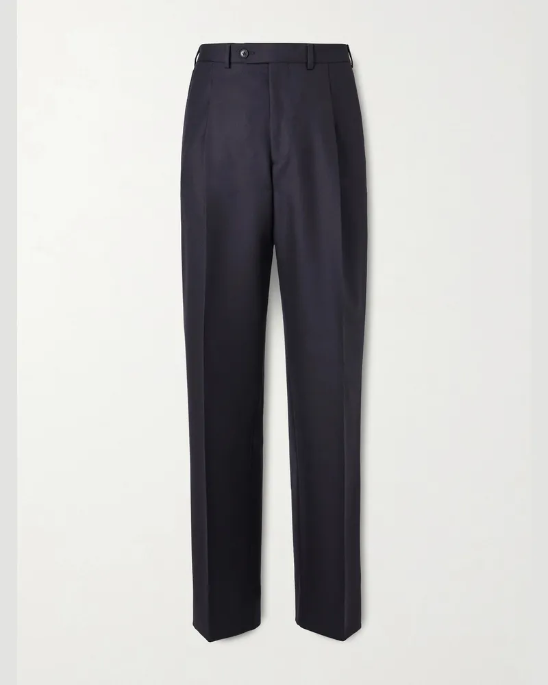 SAMAN AMEL Amo Straight-Leg Cotton-Blend Suit Trousers Blue