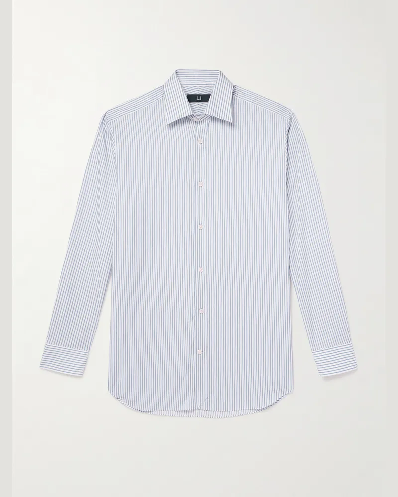 Dunhill Gestreiftes Hemd aus Baumwolle Blau