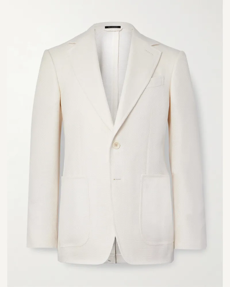 Tom Ford Shelton Sakko aus einer Mischung aus Wolle, Mohair, Seide und Leinen Weiß