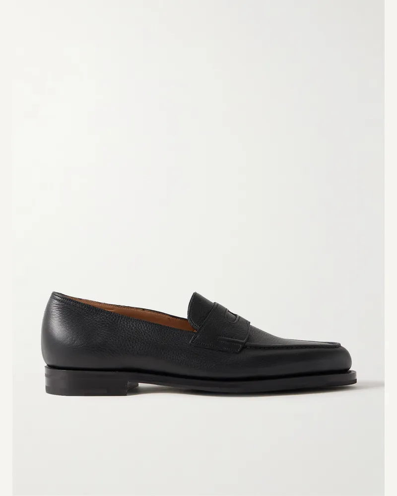 John Lobb Lopez Pennyloafers aus vollnarbigem Leder Schwarz