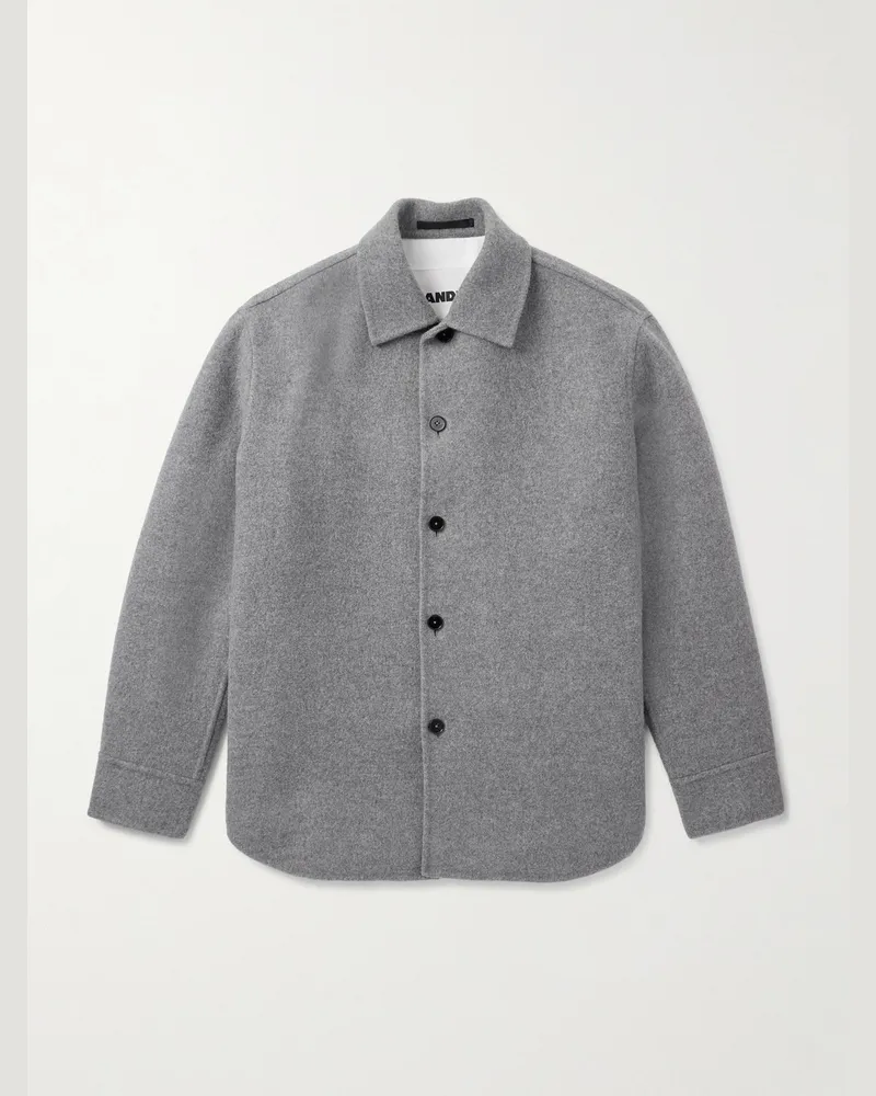 Jil Sander Hemdjacke aus Schurwollflanell Grau