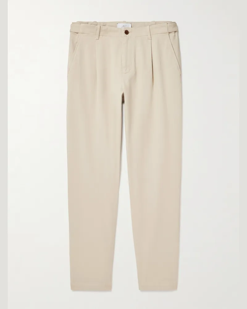 MR P. Daniel schmal zulaufende Hose aus Stretch-Biobaumwoll-Twill mit Falten Grau