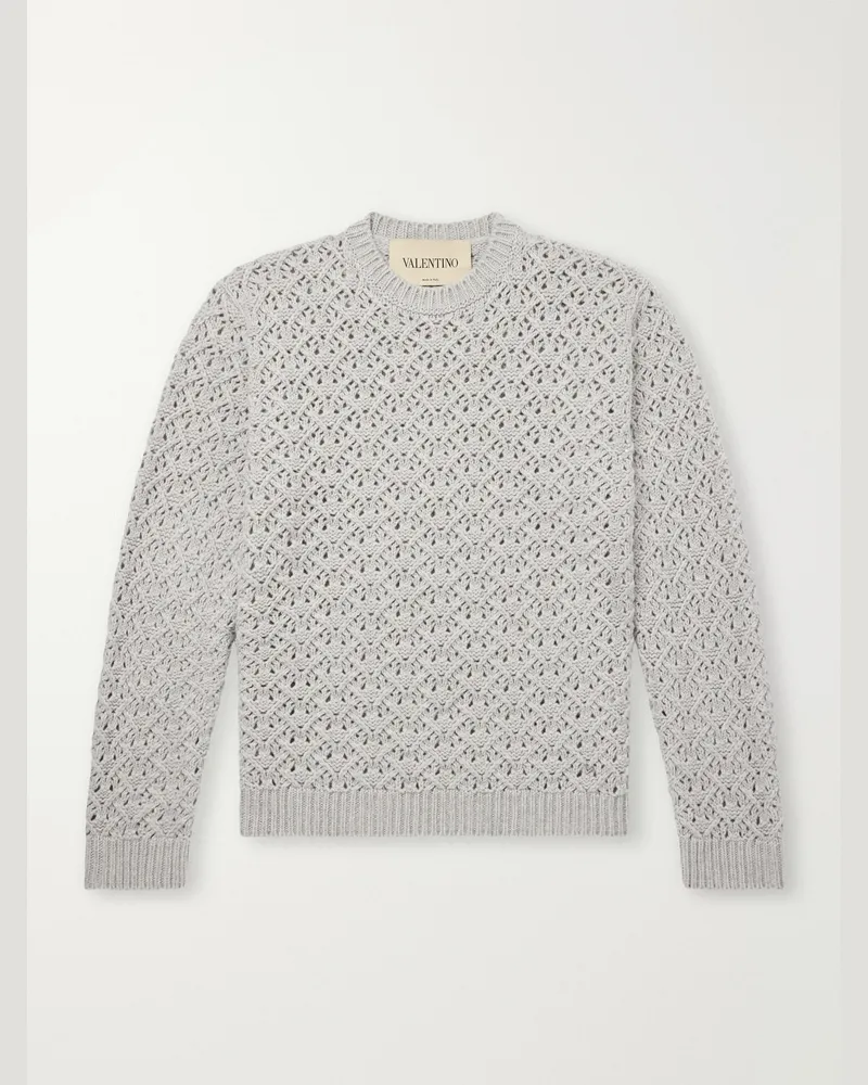 Valentino Garavani Wool and Cashmere-Blend Sweater Gray