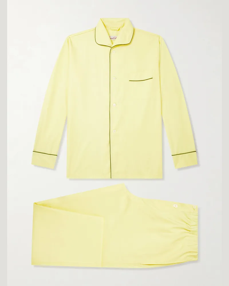 Anderson & Sheppard George Cortina Cotton-Poplin Pyjama Set Yellow