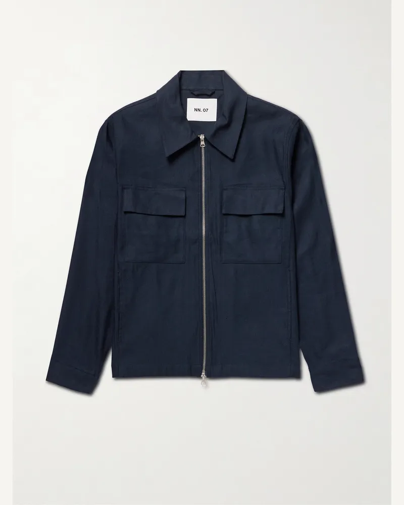 NN 07 Alban 1808 LENZING™ ECOVERO™ and Linen-Blend Jacket Blue