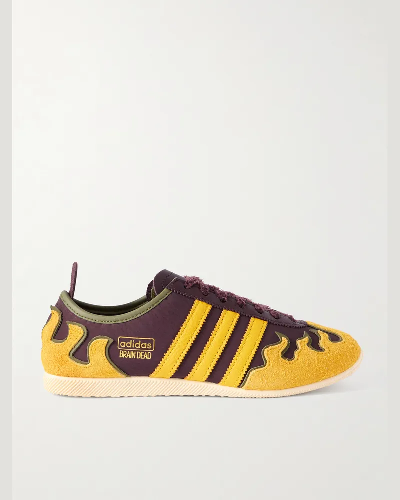 adidas Brain Dead Japan Lo Sneakers aus gebürstetem Veloursleder, Leder und Shell Gelb