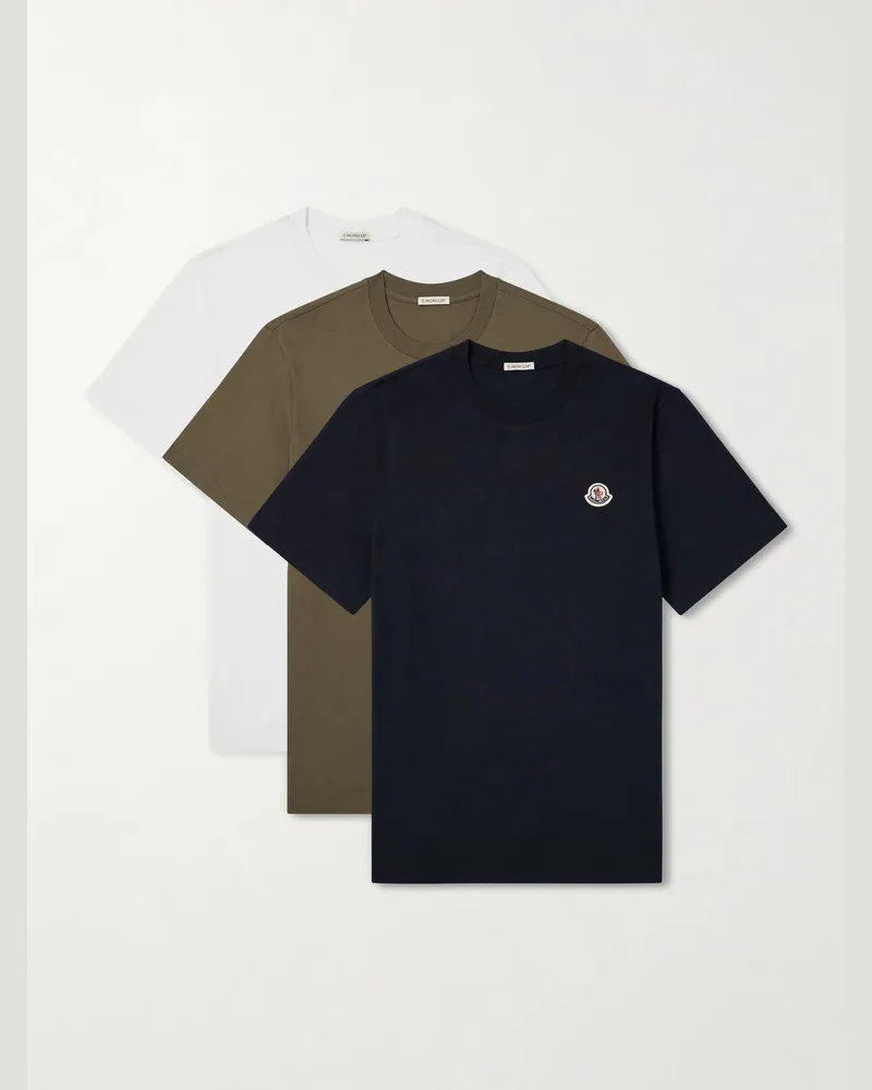 Moncler Pack of Three Logo-Appliquéd Cotton-Jersey T-Shirt Multi
