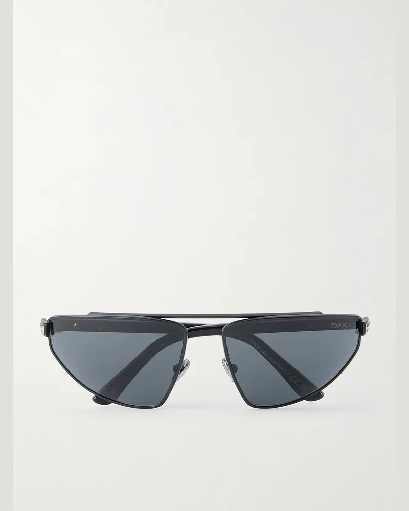 Tom Ford Parker-02 Aviator-Frame Metal Sunglasses Black