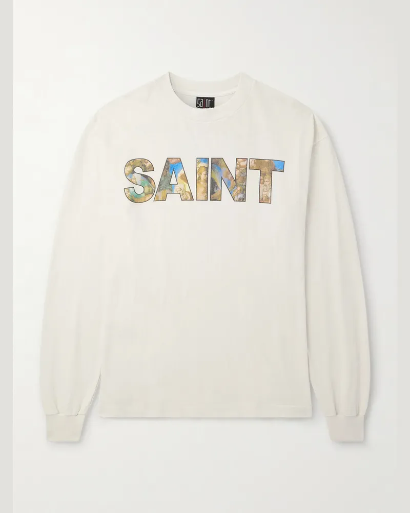 SAINT MXXXXXX Oberteil aus Baumwoll-Jersey mit Logoprint Weiß