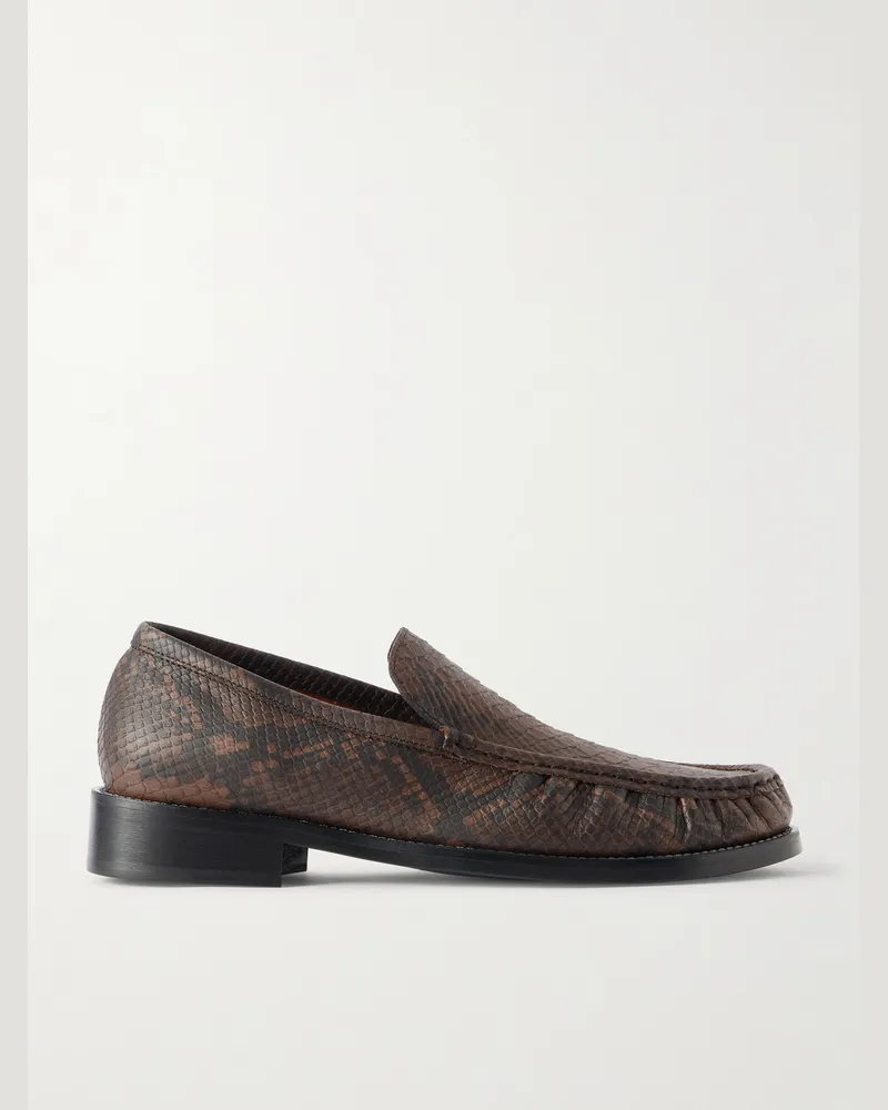 Acne Studios Boafer Loafers aus Leder in Pythonoptik Braun