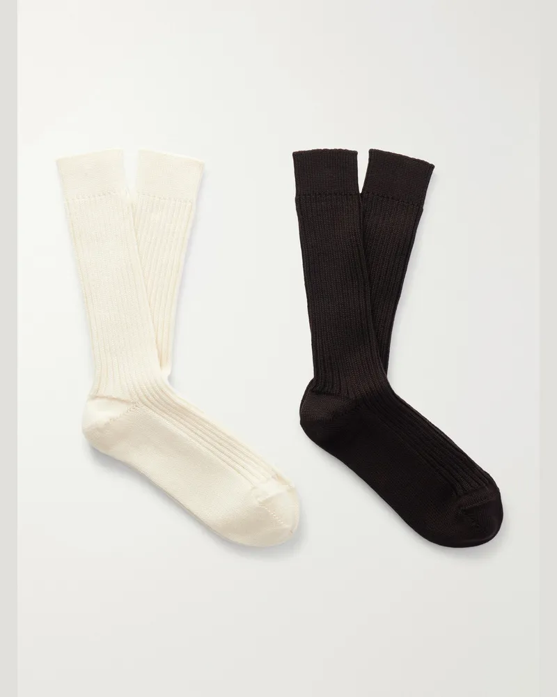 MR P. Set of Two Wool-Blend Socks Multi