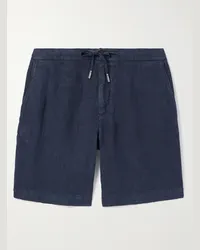 MR P. Gerade geschnittene Bermudashorts aus Leinen mit Kordelzugbund Blau