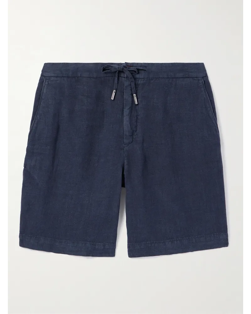 MR P. Gerade geschnittene Bermudashorts aus Leinen mit Kordelzugbund Blau