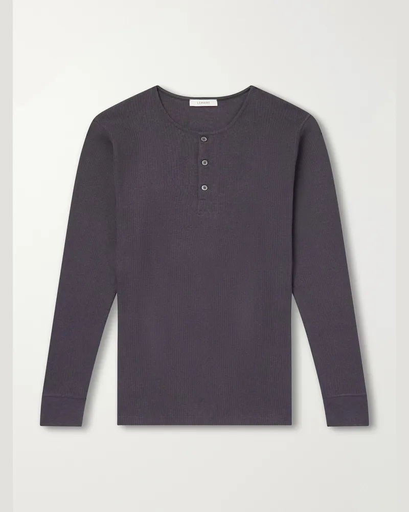 Christophe Lemaire Ribbed Cotton Henley T-Shirt Black