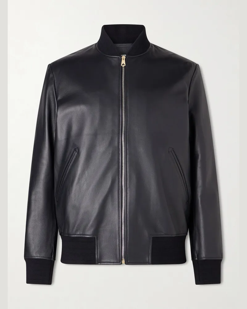 Paul Smith Leather Bomber Jacket Black