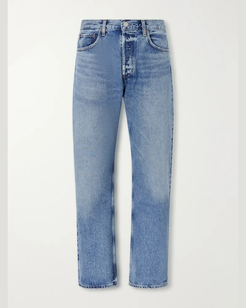 AGOLDE Magnus Straight-Leg Distressed Organic Cotton Jeans Blue