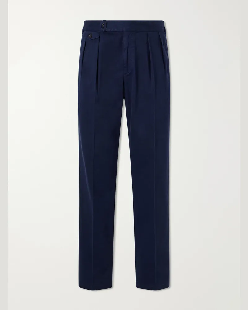Ralph Lauren Straight-Leg Stretch Cotton-Blend Trousers Blue