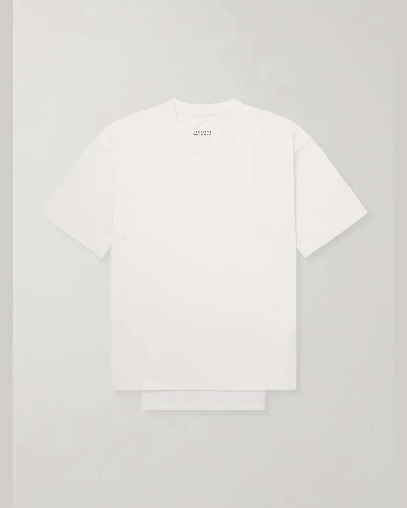 Maison Margiela Layered Cotton-Jersey T-Shirt Neutrals