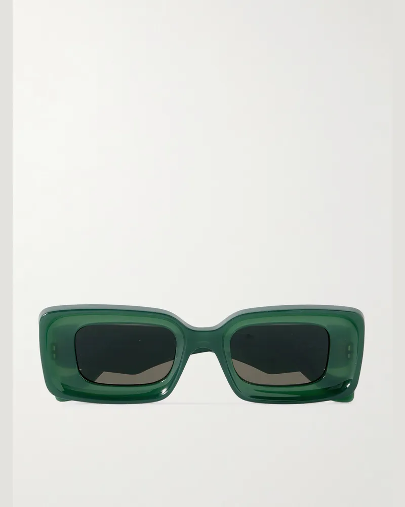 Loewe Anagram Rectangular-Frame Acetate Sunglasses Green