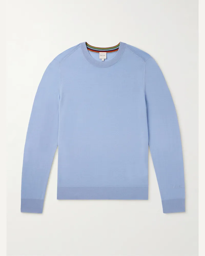 Paul Smith Pullover aus Merinowolle mit Logostickerei Blau