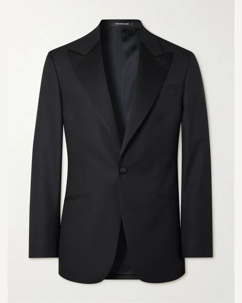 Richard James Schmal geschnittene Smokingjacke aus Wolle Schwarz