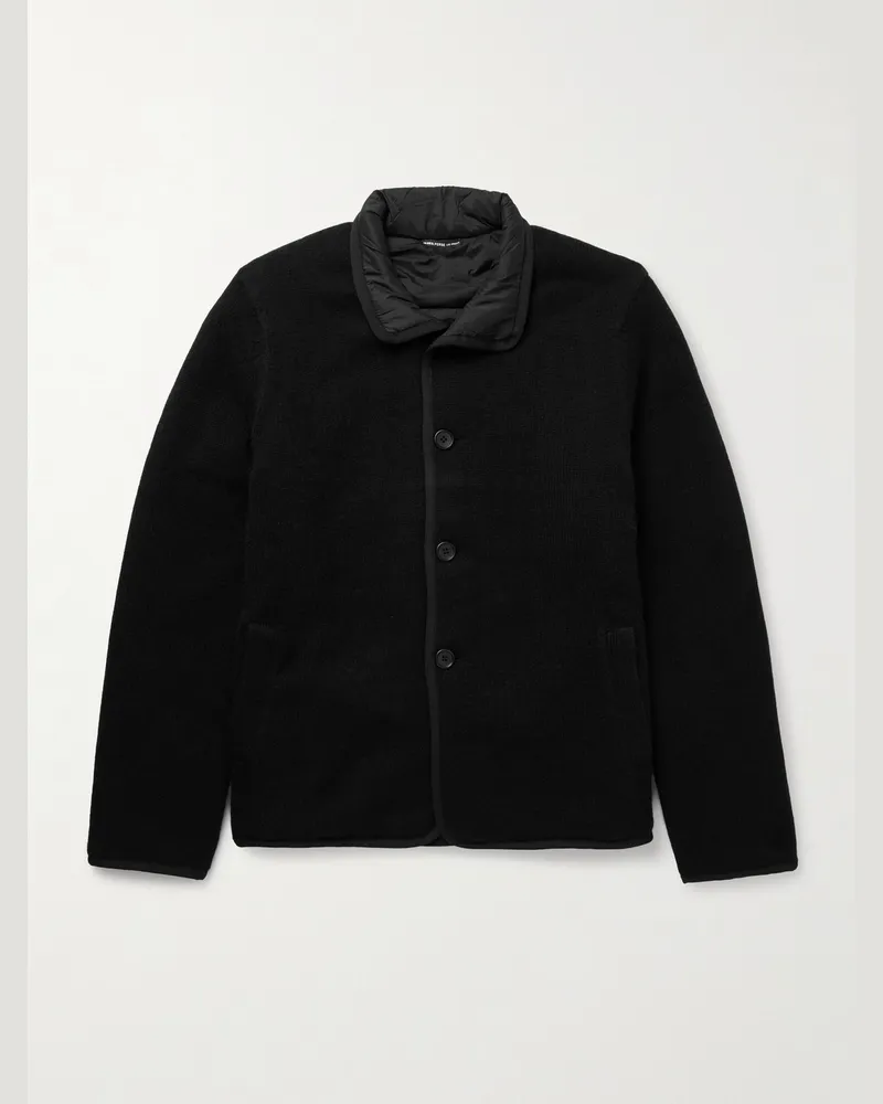 James Perse Suede-Trimmed Cashmere Car Coat Black