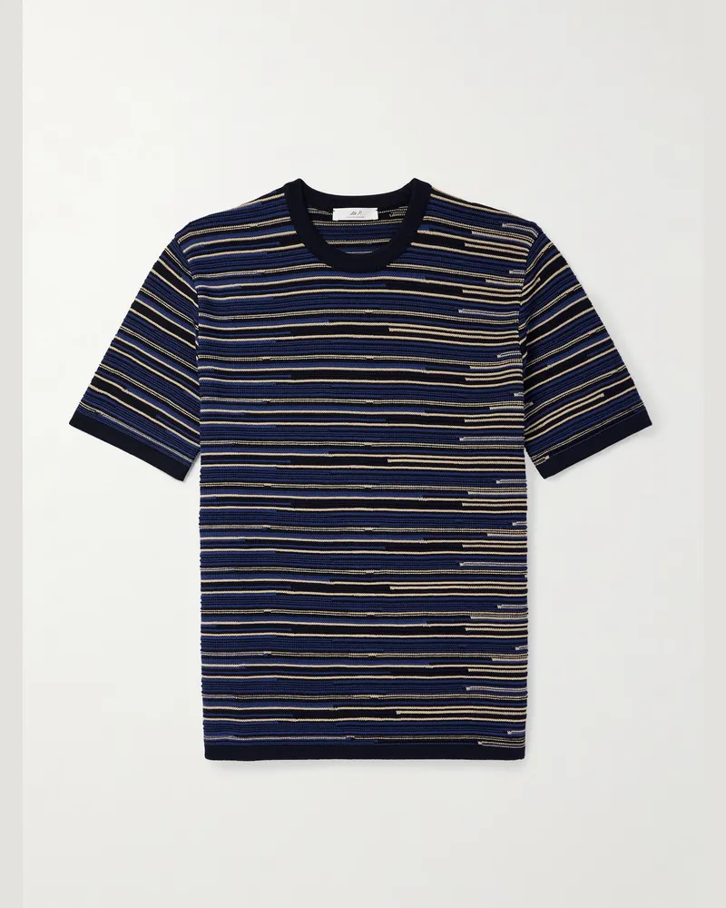 MR P. Gestreiftes T-Shirt aus Baumwolle Blau
