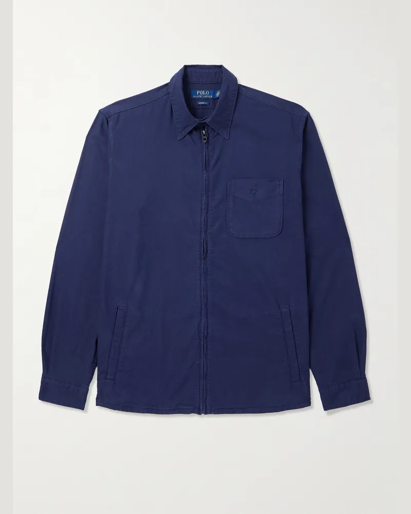 Ralph Lauren Hemdjacke aus Baumwoll-Oxford in Stückfärbung Blau